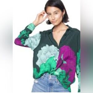 NWT THE KIT Zoe shirt in Ocean Iris Size L